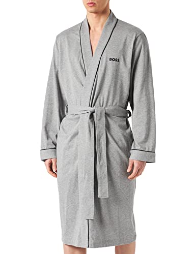 BOSS Bademantel Kimono aus weichem Baumwoll-Jersey, Medium Grey, XL von BOSS