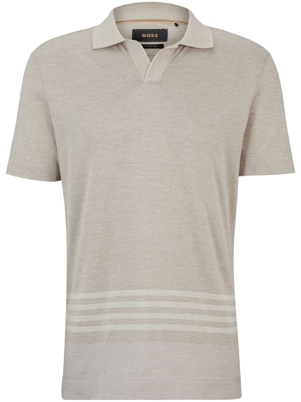BOSS Baumwoll-Seiden-Poloshirt mit Streifendetail - Grau von BOSS