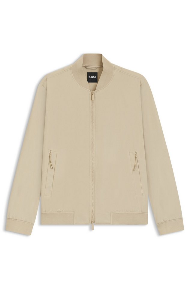 BOSS Baumwollsakko Slim-Fit Bomberjacke mit Strick-Bündchen - Slim Fit von BOSS