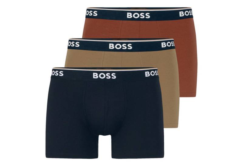 BOSS Boxer Cotton Stretch (3-St) mit umlaufend eingewebtem Markenschriftzug von BOSS