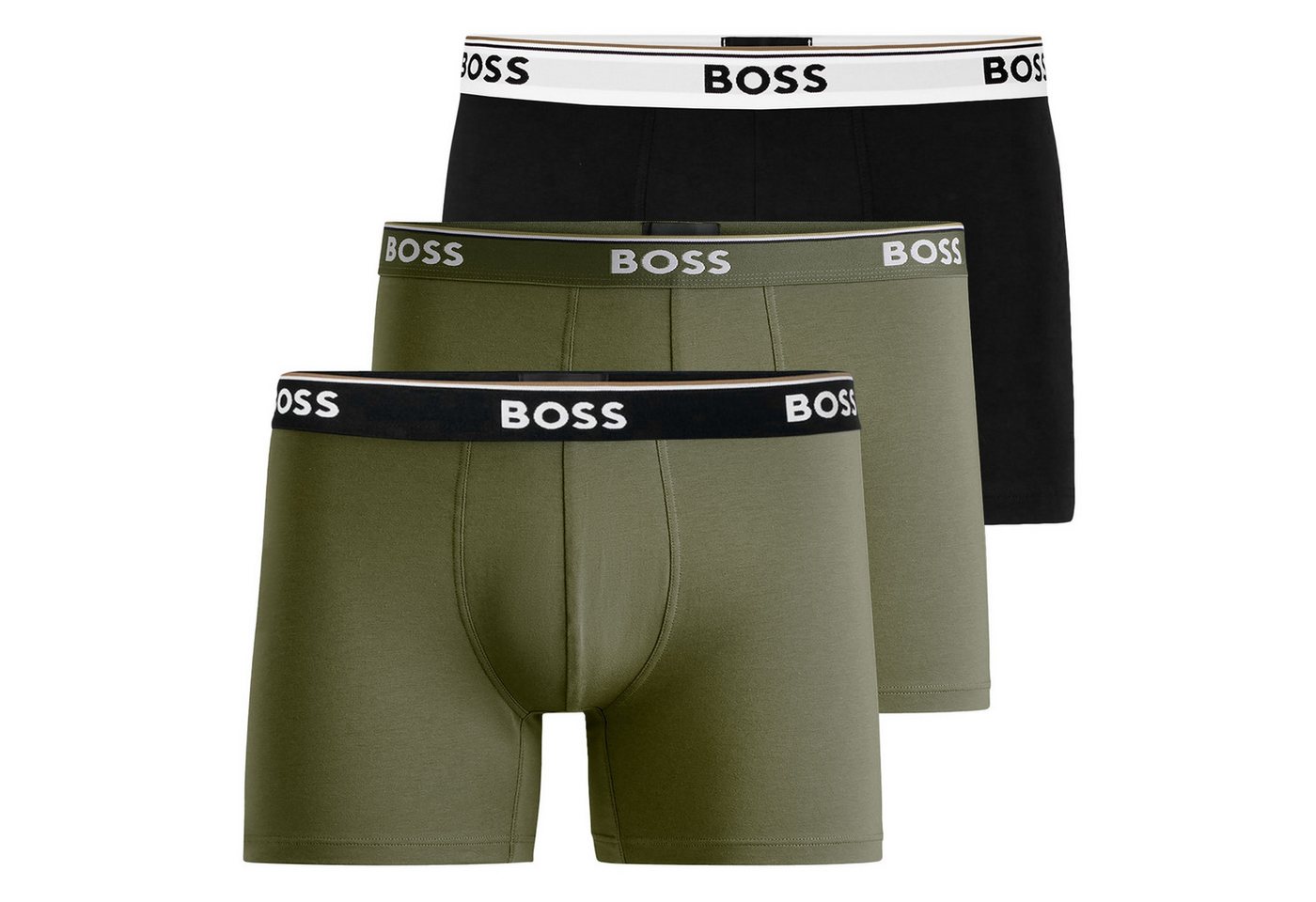 BOSS Boxer Cotton Stretch (3-St) mit umlaufend eingewebtem Markenschriftzug von BOSS