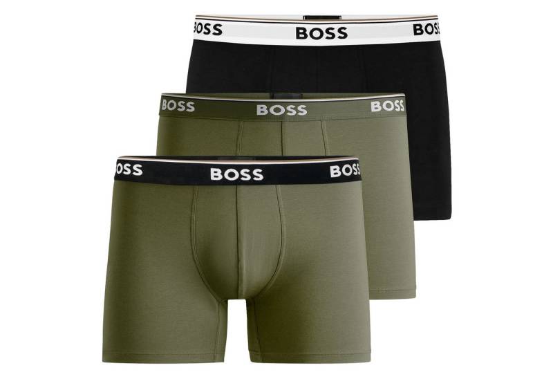 BOSS Boxer Cotton Stretch (3-St) mit umlaufend eingewebtem Markenschriftzug von BOSS