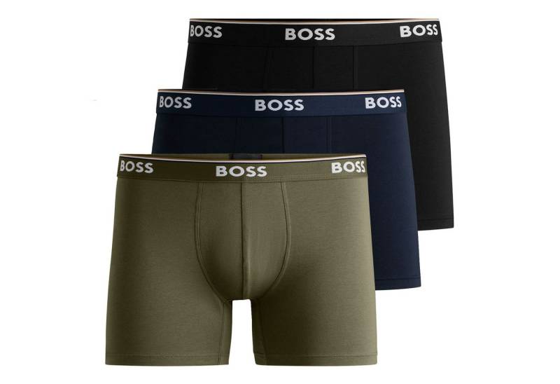 BOSS Boxer Cotton Stretch (3-St) mit umlaufend eingewebtem Markenschriftzug von BOSS