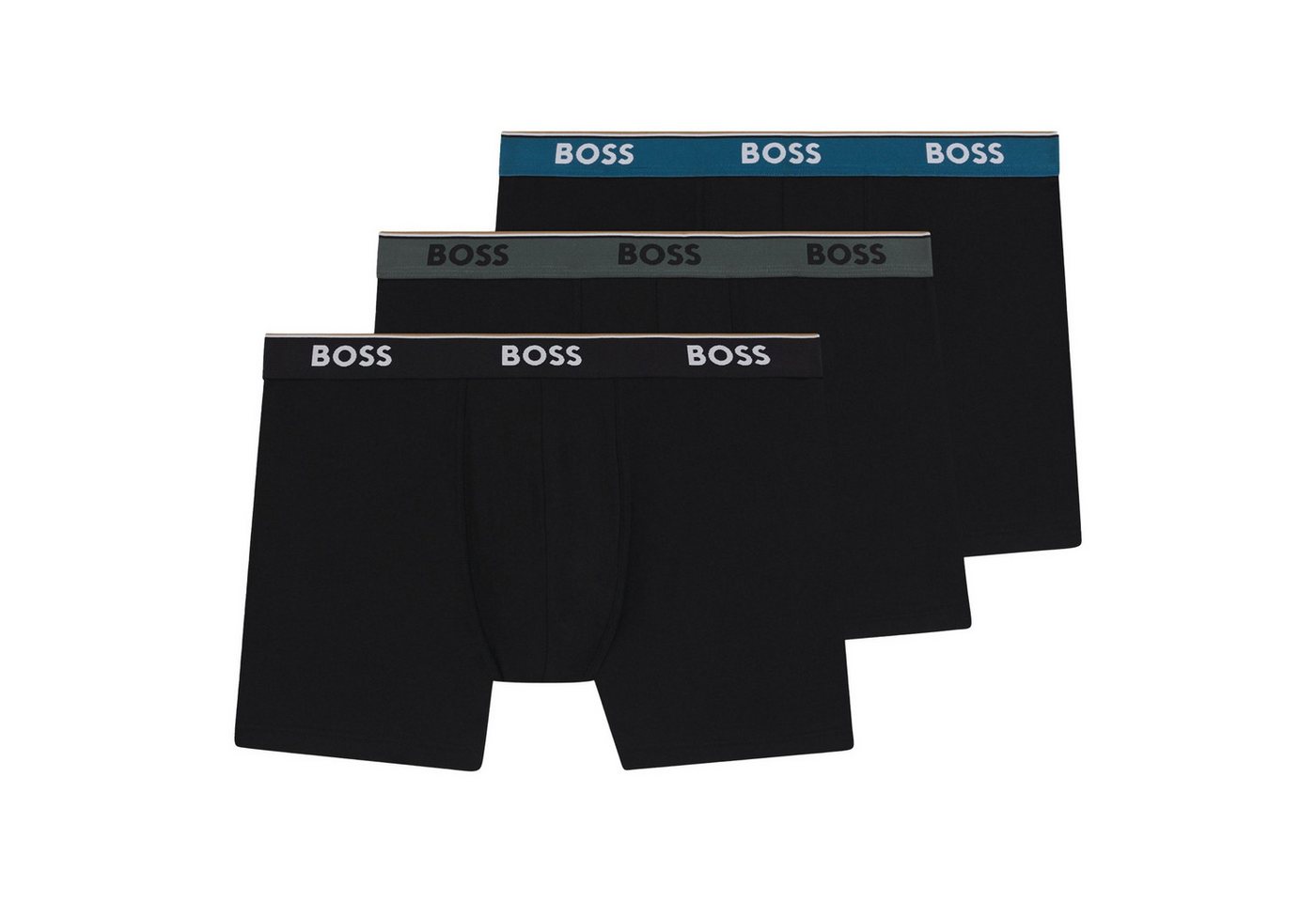 BOSS Boxer Cotton Stretch (3-St) mit umlaufend eingewebtem Markenschriftzug von BOSS