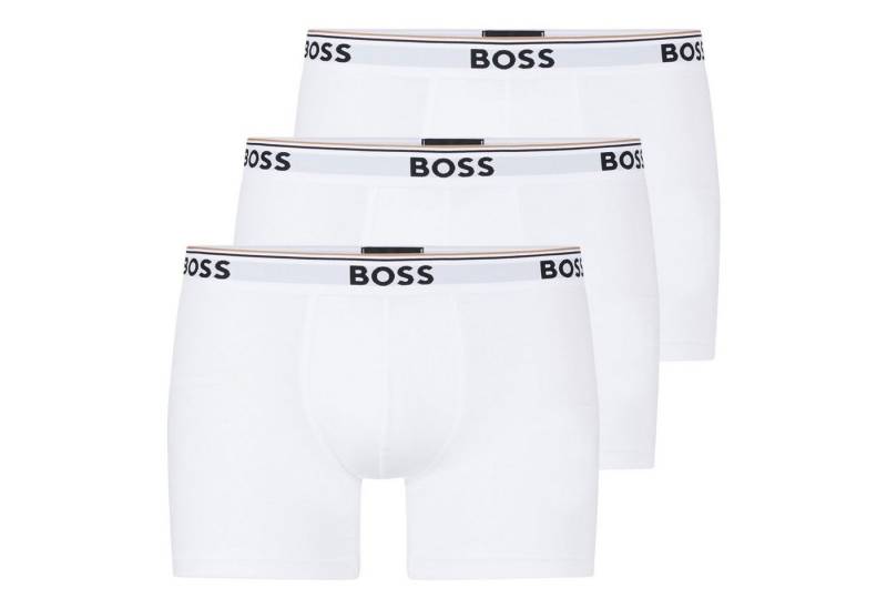 BOSS Boxer Cotton Stretch (3-St) mit umlaufend eingewebtem Markenschriftzug von BOSS