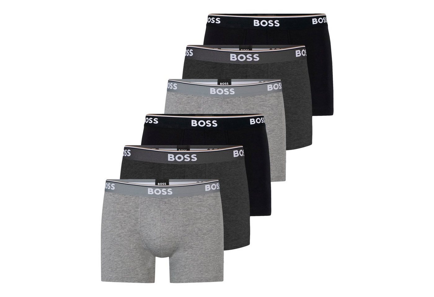 BOSS Boxer Cotton Stretch (6-St) mit umlaufend eingewebtem Markenschriftzug von BOSS