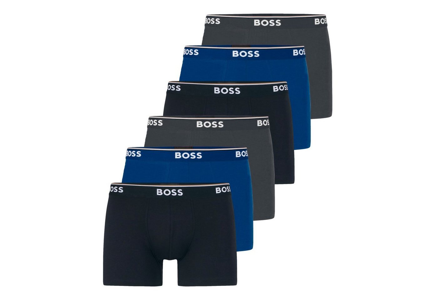 BOSS Boxer Cotton Stretch (6-St) mit umlaufend eingewebtem Markenschriftzug von BOSS