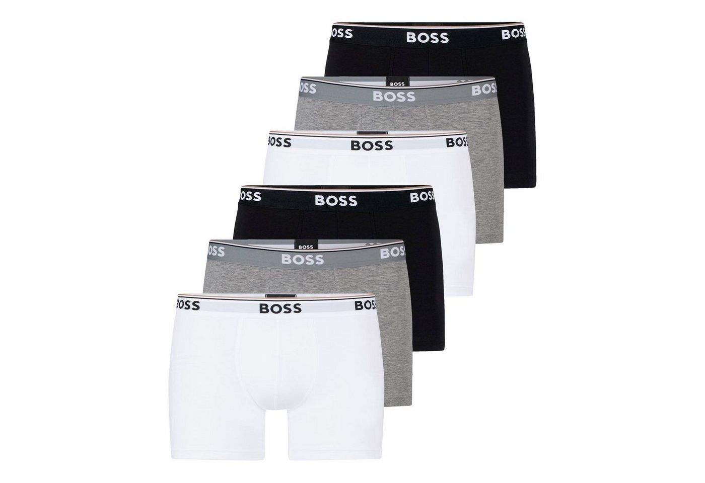 BOSS Boxer Cotton Stretch (6-St) mit umlaufend eingewebtem Markenschriftzug von BOSS