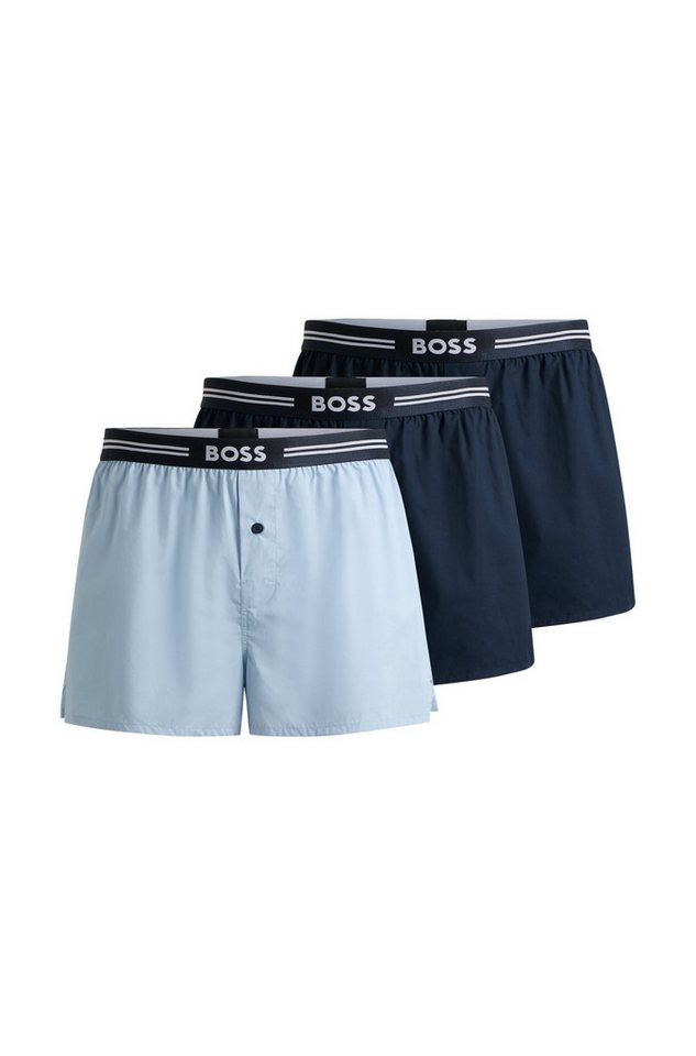 BOSS Boxershorts 3P Woven Boxer (Packung, 3-St., 3er Pack) mit Eingriff mit Knopf von BOSS