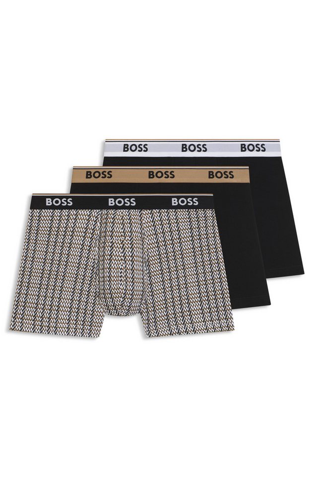 BOSS Boxershorts Boxer Brief 3P Power Design (3-St) mit 2x Uni und 1x Muster von BOSS