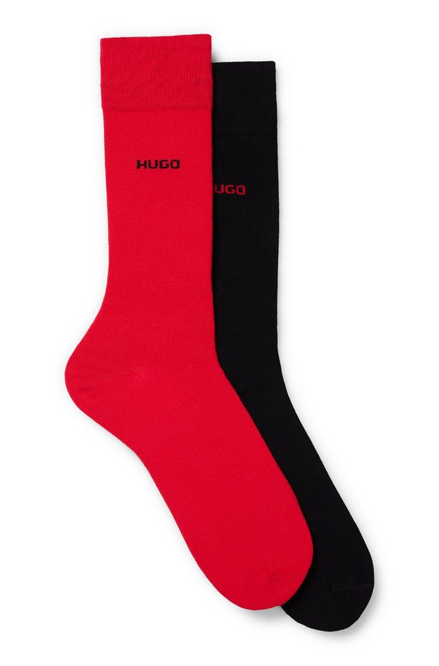 HUGO Businesssocken 2P RS UNI CC (Packung, 2-Paar, 2er Pack) mit kontrastfarbenem HUGO Logo-Schriftzug von HUGO