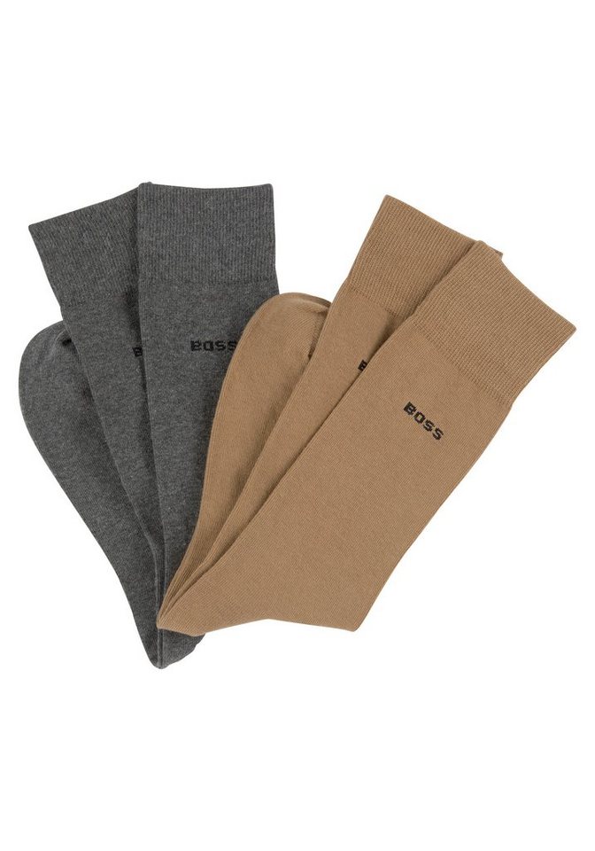 BOSS Businesssocken 2P RS Uni (Packung, 2-Paar, 2er Pack) mit eingestricktem BOSS Logo-Schriftzug von BOSS