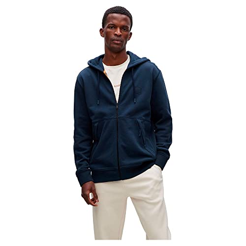 BOSS Herren Zetalky Kapuzenjacke aus Baumwoll-Terry mit Logo-Aufnäher Dunkelblau S von BOSS