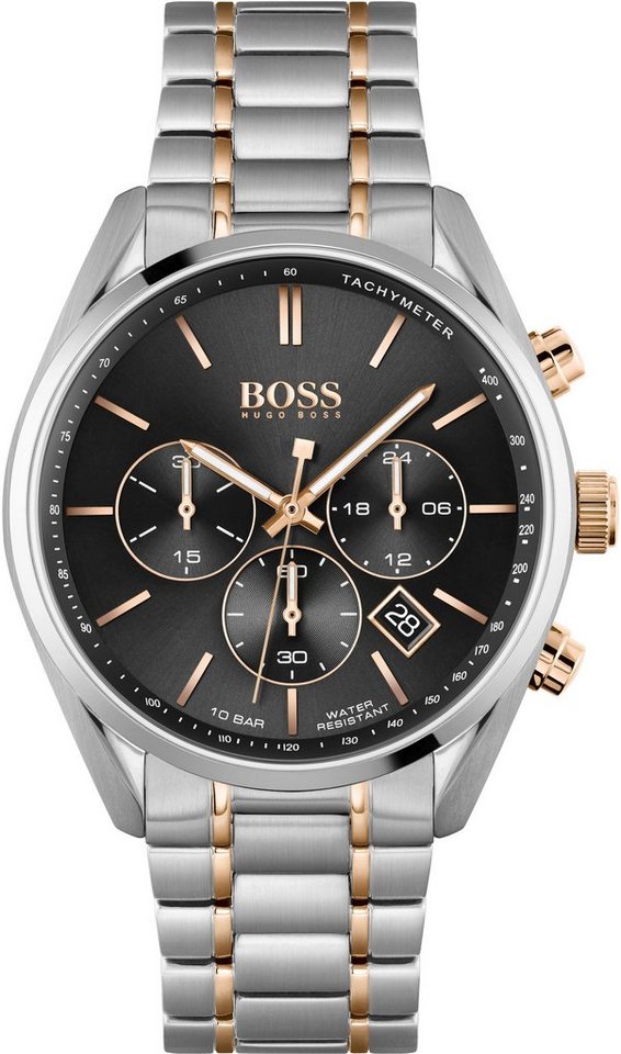 BOSS Chronograph CHAMPION, 1513819, Quarzuhr, Herrenuhr, Armbanduhr, Stoppfunktion, Datum, Tachymeter von BOSS