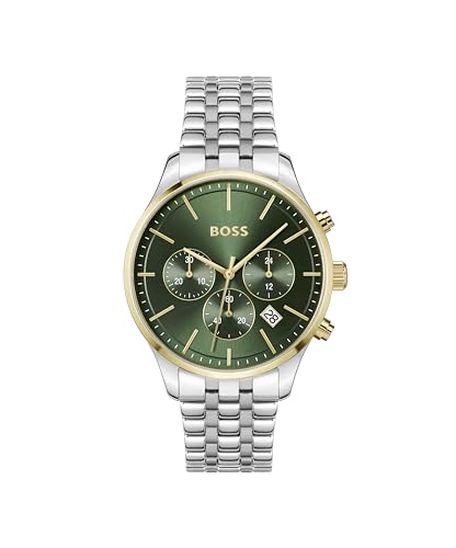 BOSS Chronograph Quarz Uhr für Herren Kollektion Avery mit Silbernes Edelstahlarmband - 1514159 von BOSS