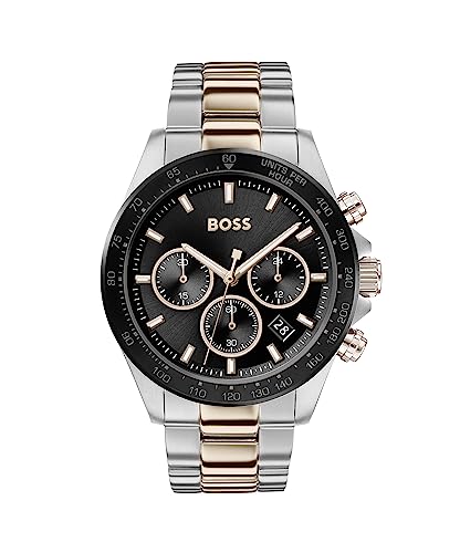 BOSS Chronograph Quarz Uhr für Herren Kollektion Hero mit Zweifarbiges Edelstahlarmband - 1513757 von BOSS