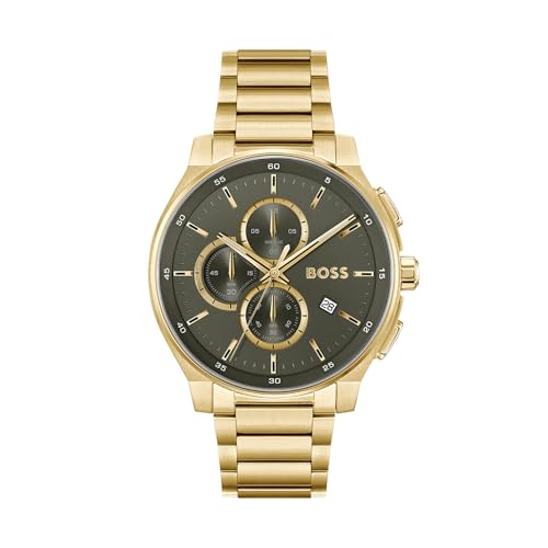 BOSS Chronograph Quarz Uhr für Herren Kollektion Peak 2.0 mit Goldfarben Edelstahlarmband - 1514190 von BOSS