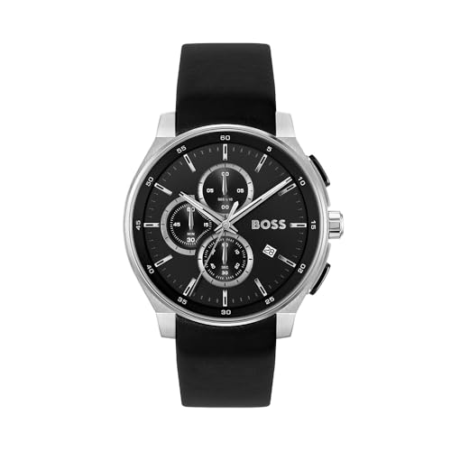 BOSS Chronograph Quarz Uhr für Herren Kollektion Peak 2.0 mit Schwarzes Lederarmband - 1514188 von BOSS