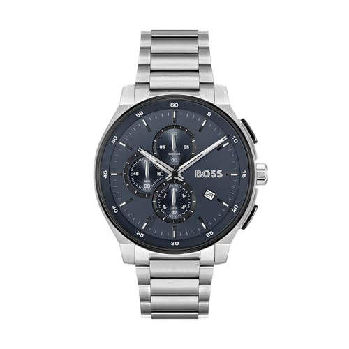 BOSS Chronograph Quarz Uhr für Herren Kollektion Peak 2.0 mit Silbernes Edelstahlarmband - 1514189 von BOSS