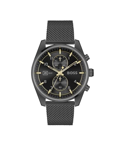 BOSS Chronograph Quarz Uhr für Herren Kollektion SKYTRAVELLER mit Edelstahlarmband Edelstahlarmband - 1514150 von BOSS