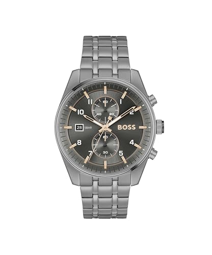 BOSS Chronograph Quarz Uhr für Herren Kollektion SKYTRAVELLER mit Edelstahlarmband Edelstahlarmband - 1514153 von BOSS