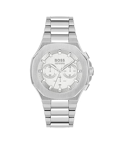 BOSS Chronograph Quarz Uhr für Herren Kollektion Taper mit Silbernes Edelstahlarmband - 1514087 von BOSS