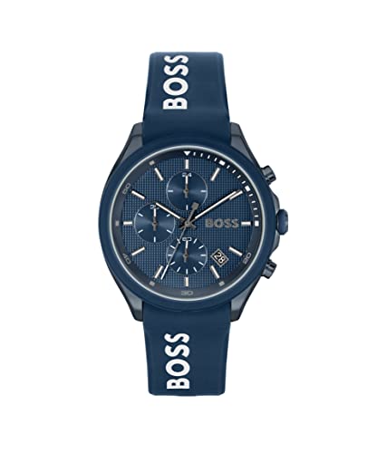 BOSS Chronograph Quarz Uhr für Herren mit Blaues Silikonarmband - 1514061 von BOSS