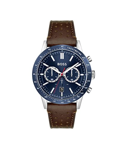 BOSS Chronograph Quarz Uhr für Herren mit Braunes Lederarmband - 1513921 von BOSS