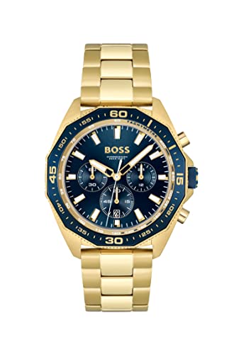 BOSS Chronograph Quarz Uhr für Herren mit Gelbgoldfarbenes Edelstahlarmband - 1513973 von BOSS