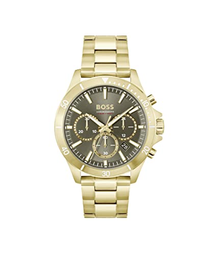 BOSS Chronograph Quarz Uhr für Herren mit Gelbgoldfarbenes Edelstahlarmband - 1514059 von BOSS