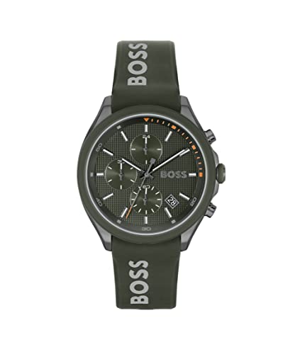 BOSS Chronograph Quarz Uhr für Herren mit Grünes Silikonarmband - 1514060 von BOSS