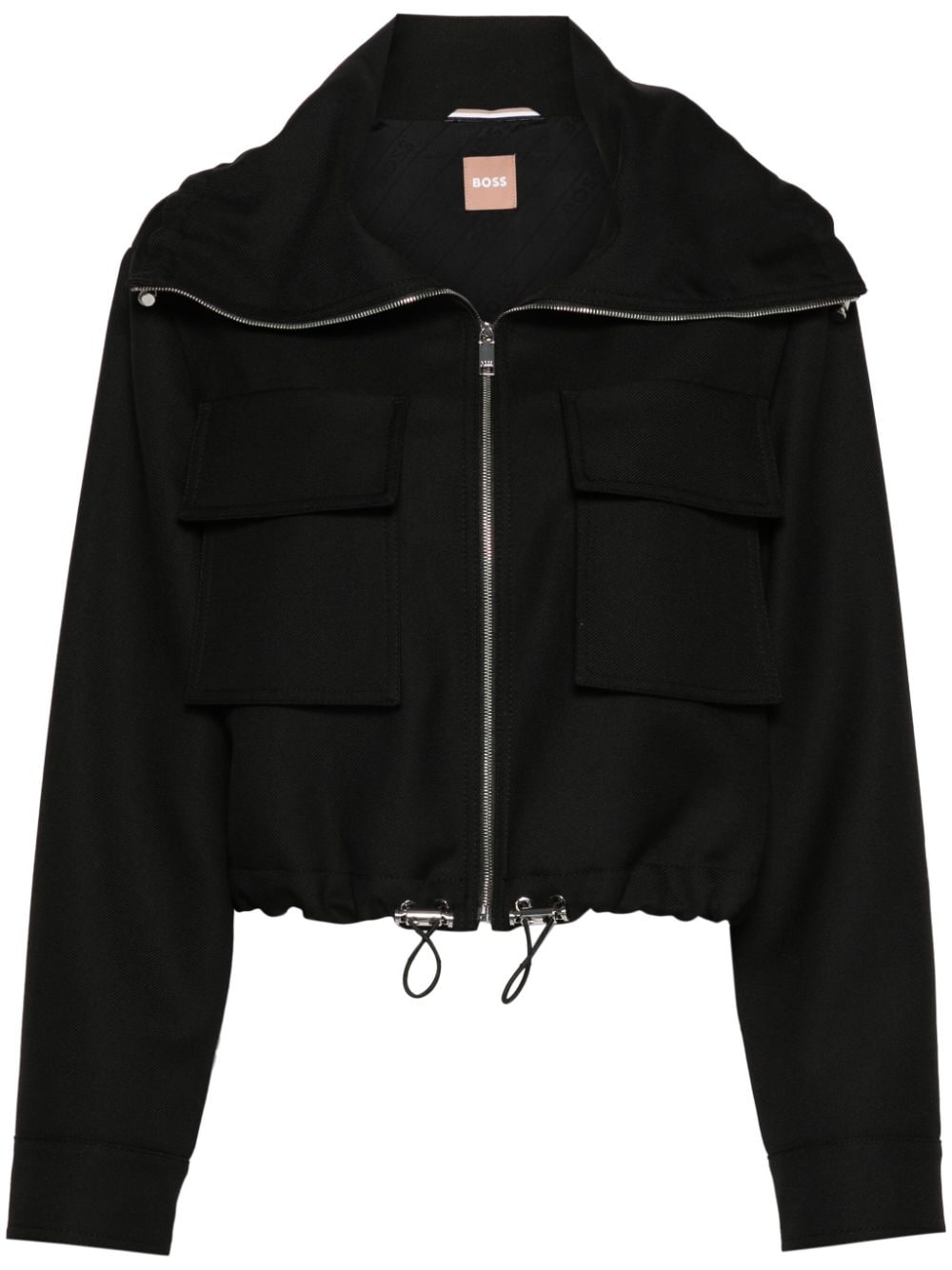 BOSS Cropped-Jacke mit Logo - Schwarz von BOSS