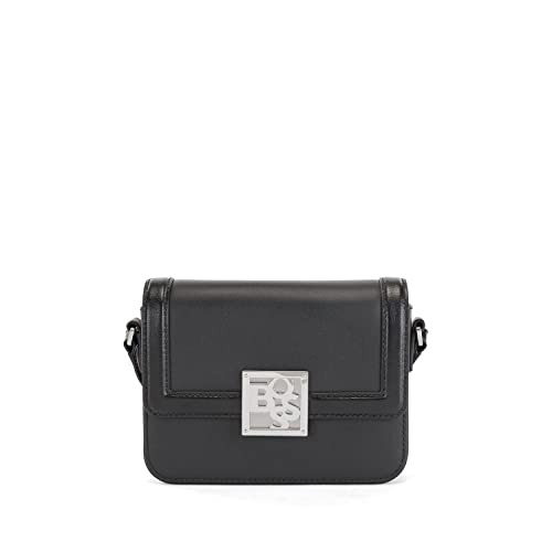 BOSS Damen Blanca Crossbody-N Umhängetasche aus Nappaleder mit Logo-Verschluss Schwarz Stck von BOSS