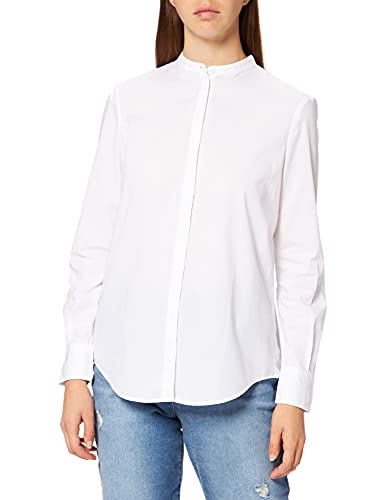 BOSS Damen C Befelize Relaxed-Fit Bluse aus Baumwoll-Mix mit Chambray-Struktur Weiß 34 von BOSS