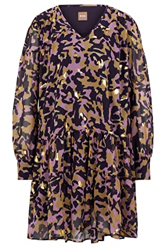 BOSS Damen C Drinza Relaxed-Fit Kleid mit V-Ausschnitt und Digitaldruck Gemustert 36 von BOSS