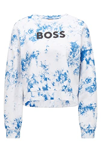 BOSS Damen C Ebatika Sweatshirt aus Baumwoll-Terry mit Logo und Batik-Print Gemustert XL von BOSS