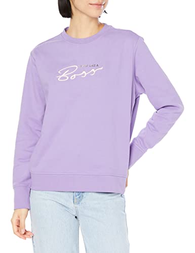 BOSS Damen C Elaboss Regular-Fit Sweatshirt aus Baumwoll-Terry mit Logo-Artwork Lila S von BOSS