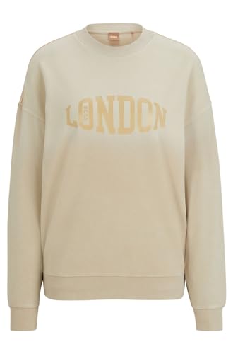 BOSS Damen C_Elaslogan_Town Sweatshirt, Medium Beige269, XL von BOSS