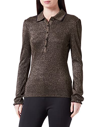 BOSS Damen C Epuxa Longsleeve-Poloshirt aus glitzerndem Stretch-Jersey Schwarz L von BOSS