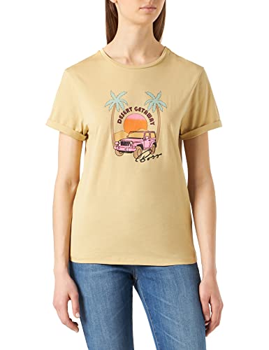 BOSS Damen C Esummer Regular-Fit T-Shirt aus Bio-Baumwolle mit sommerlichem Print Hellbeige M von BOSS