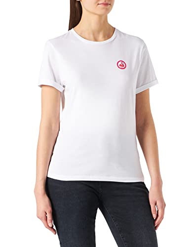BOSS Damen C Esummer Regular-Fit T-Shirt aus Bio-Baumwolle mit sommerlichem Print Weiß XL von BOSS