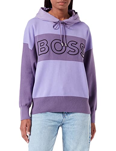 BOSS Damen C Fleurine Kapuzen-Sweatshirt aus Bio-Baumwolle mit Logo und Blockstreifen Flieder L von BOSS