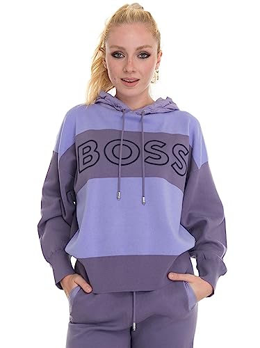 BOSS Damen C Fleurine Kapuzen-Sweatshirt aus Bio-Baumwolle mit Logo und Blockstreifen Flieder M von BOSS