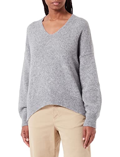 BOSS Damen C Fondianan Relaxed-Fit Pullover mit Alpaka-Anteil und V-Ausschnitt Silber S von BOSS