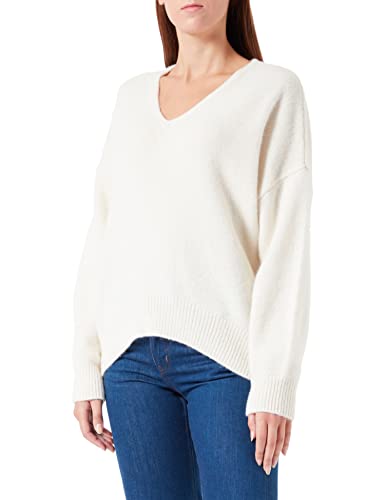 BOSS Damen C Fondianan Relaxed-Fit Pullover mit Alpaka-Anteil und V-Ausschnitt Weiß XS von BOSS