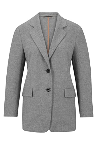 BOSS Damen C Jenelli1 Regular-Fit Blazer aus Stretch-Jersey mit umgekehrtem Revers Silber 42 von BOSS