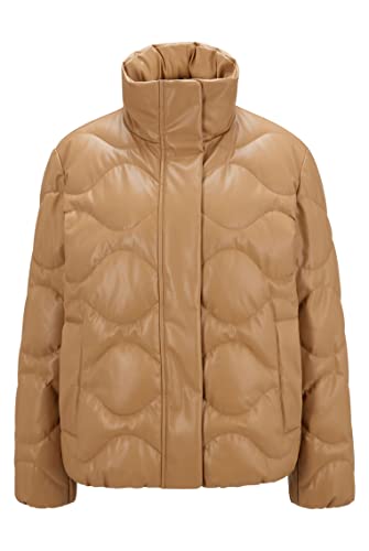 BOSS Damen C Pafrosty4 Gefüllte Relaxed-Fit Steppjacke aus Kunstleder Beige 38 von BOSS