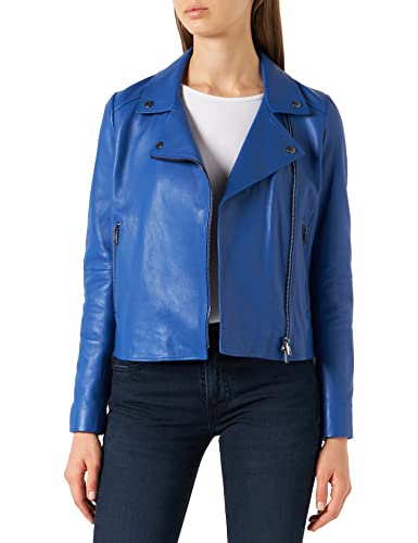 BOSS Women's C_Saleli1 Leather-Jacket, Open Blue, 40 von BOSS