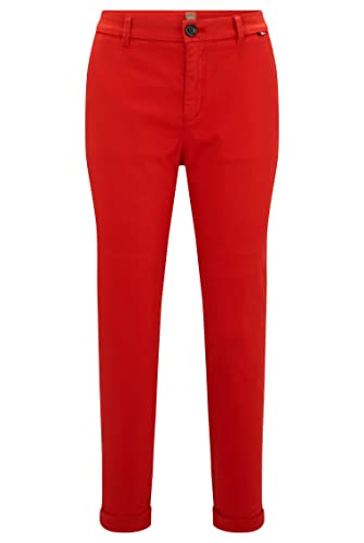 BOSS Damen C Tachini2-D Regular-Fit Chino aus elastischer Bio-Baumwolle Rot 32 von BOSS