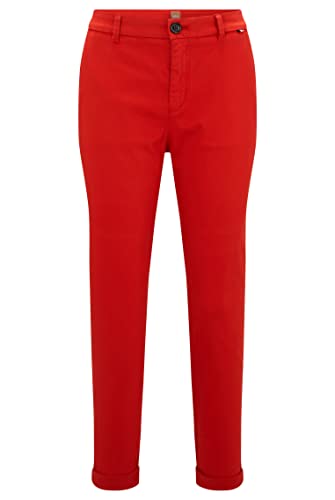 BOSS Damen C Tachini2-D Regular-Fit Chino aus elastischer Bio-Baumwolle Rot 38 von BOSS
